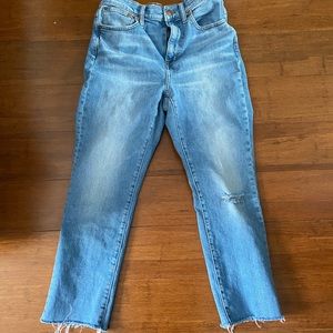 Madewell High Rise Slim Boyjean Fray Hem